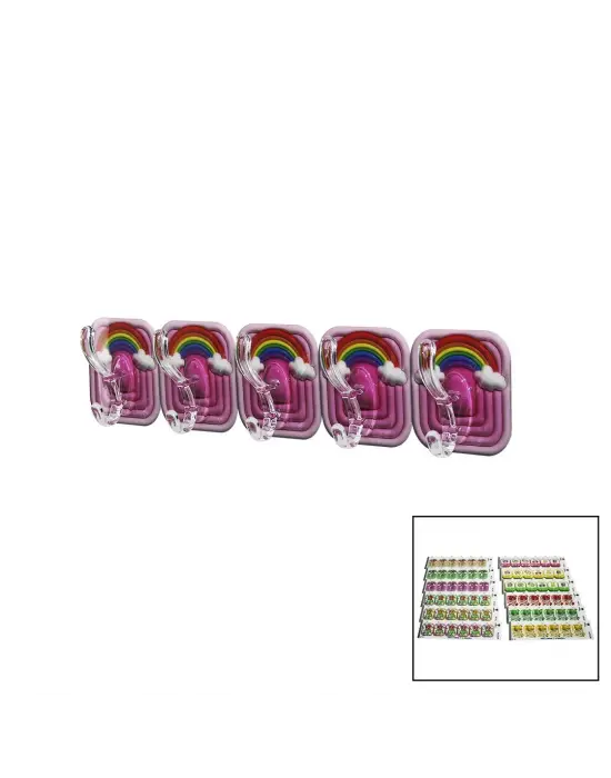 5pcs Tekli - Çoklu Kullanım  Mika Kristal Kollu  Resimli Yapışkanlı  Askı