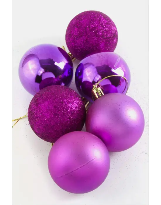 6 Adet Cici Top Yılbaşı Ağaç Süsü 6cm