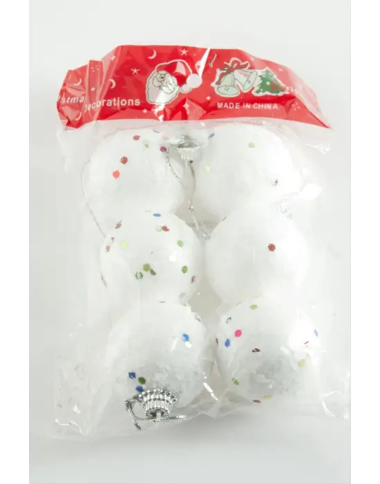 6 Adet Köpük Cici Yılbaşı Ağaç Süsü 4 cm