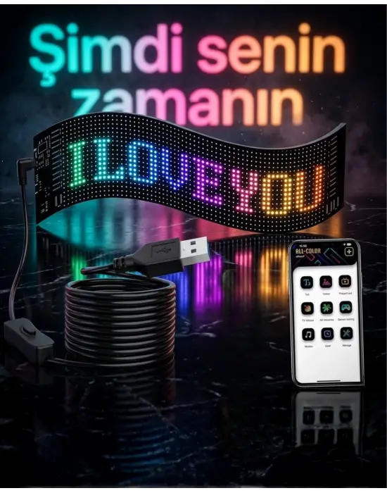 60 Cm Led Matrix Panel 16x96 Piksel Bluetooth Kontrollü Rgb Kayan Yazı Ekranı