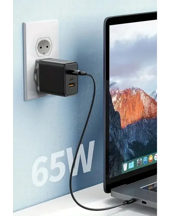 65W Hızlı Şarj Edebilen TYPE C uçlu Şarj Aleti