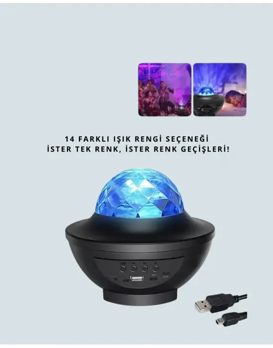 Bluetooth & Usb Müzik Çalar Gece Lambası – 50 m² Kapsama, Uzaktan Kumanda