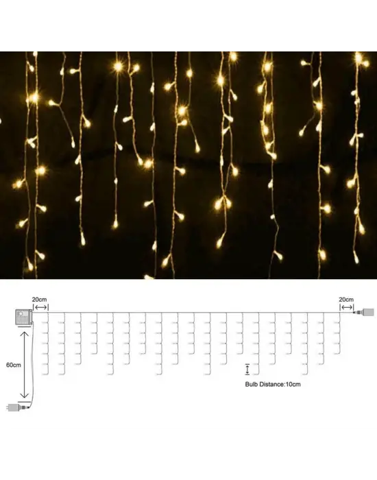 8 Fonksiyonlu 16 Saçaklı Perde Led 3 x 1 (Günışığı)