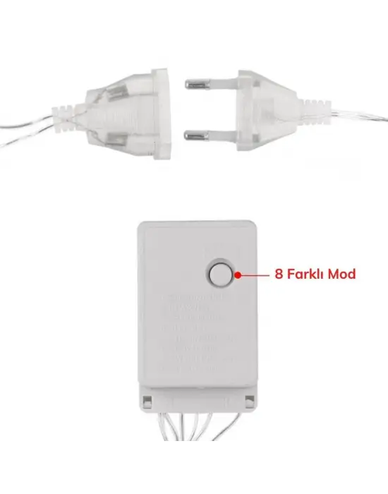 8 Fonksiyonlu 16 Saçaklı Perde Led 3 x 1 (Günışığı)