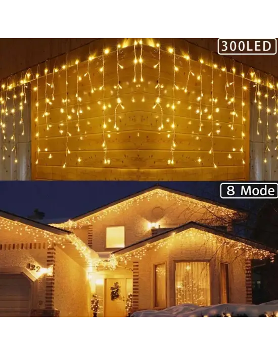 8 Fonksiyonlu 16 Saçaklı Perde Led 3 x 1 (Günışığı)