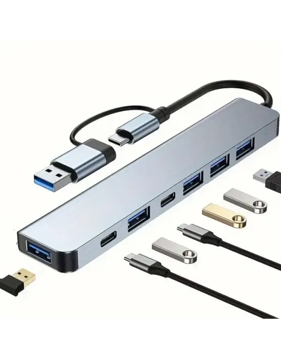 8 in 1 Usb Çevirici Notebook Macbook Type-C Uyumlu Görüntü Aktarıcı Hub