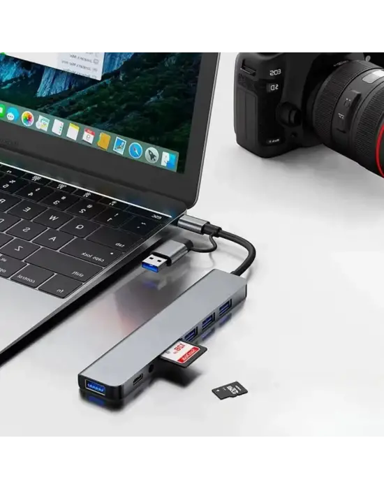 8 in 1 Usb Çevirici Notebook Macbook Type-C Uyumlu Görüntü Aktarıcı Hub