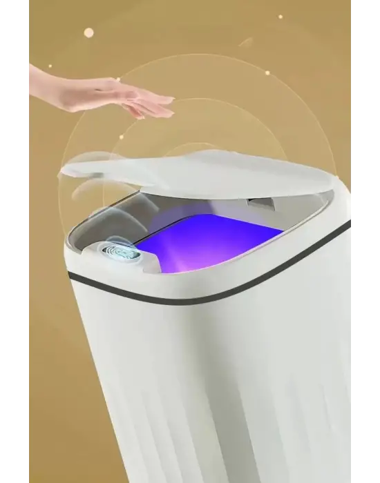 Akıllı Teknolojik Sensörlü Çöp Kovası Işık Antibakteriyel Koku Geçirmez Ofis Banyo Mutfak 20l Uv