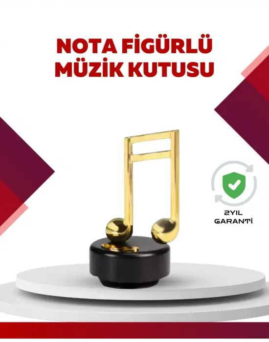 Altın Nota Temalı Müzik Kutusu  Müzikli Hediyelik