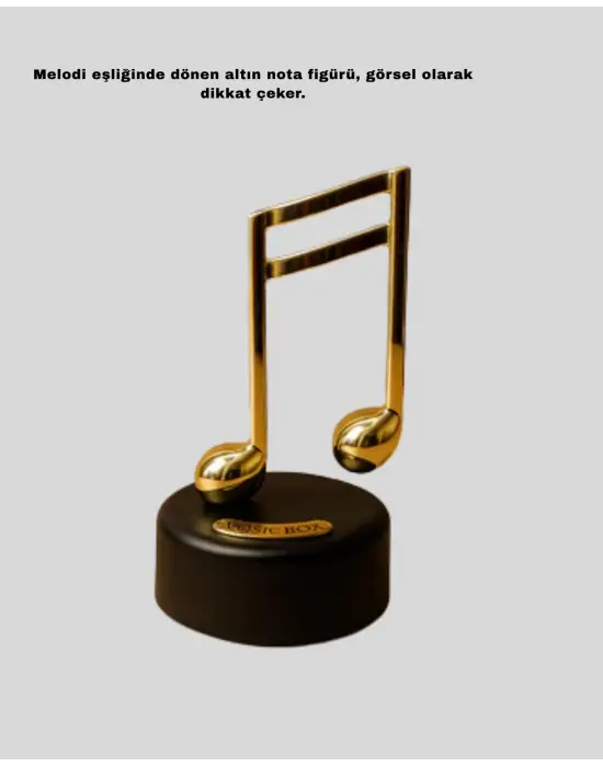 Altın Nota Temalı Müzik Kutusu  Müzikli Hediyelik