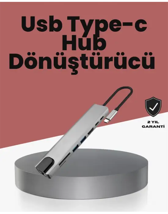 Alüminyum Gövdeli Type‑c Hdmı & Ethernet Adaptör – Tak & Çalıştır