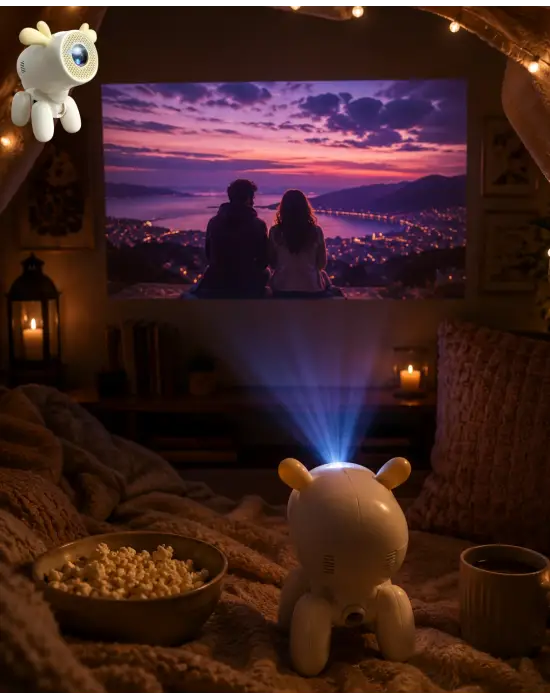 Android Sistemli Mini Projektör Dolby Hoparlörlü Kablosuz Projeksiyon
