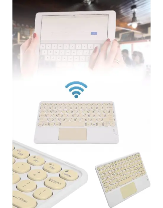 Android Ve İos Uyumlu Bluetooth Klavye Touchpad Slim Kablosuz Wifi Q Klavye