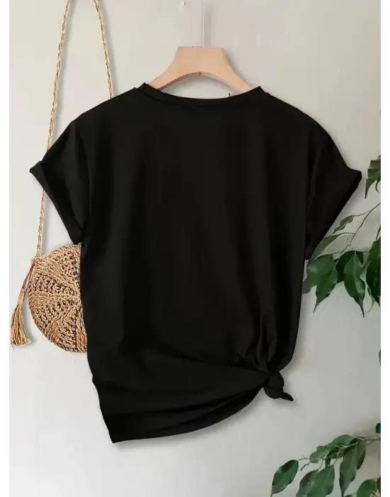Anneler Günü Baskılı T-shirt - Siyah