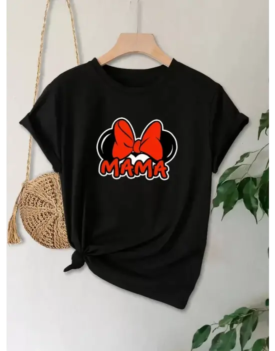 Anneler Günü Baskılı T-shirt - Siyah