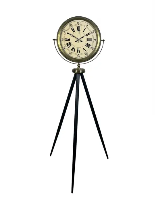 Antik Görünümlü Eskitme Tripod Ayaklı Saat