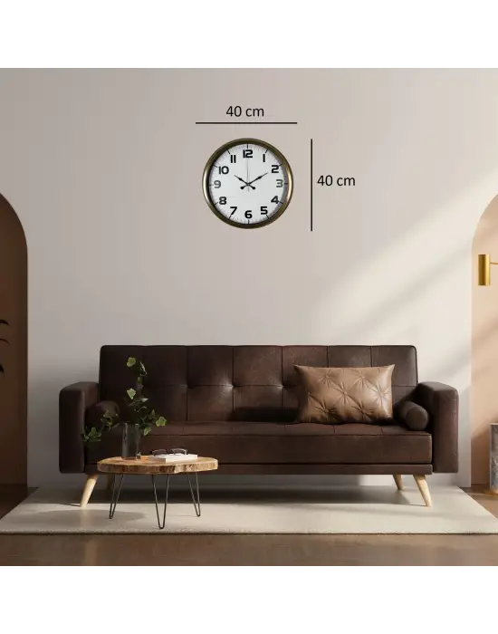 Antik Stil Eskitme 40 Cm Metal Duvar Saati