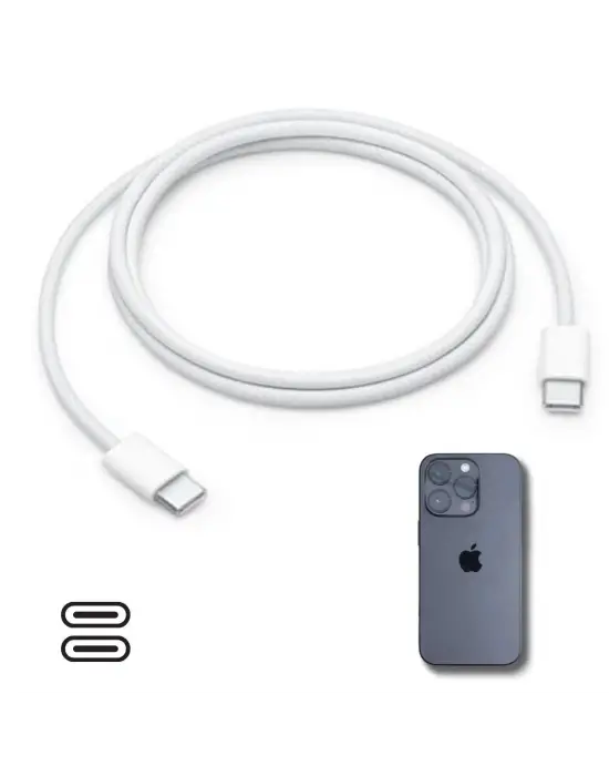 Apple 15/15 Pro Type-C to Type-C Hasır Örgü Hızlı Şarj Kablosu (1m)