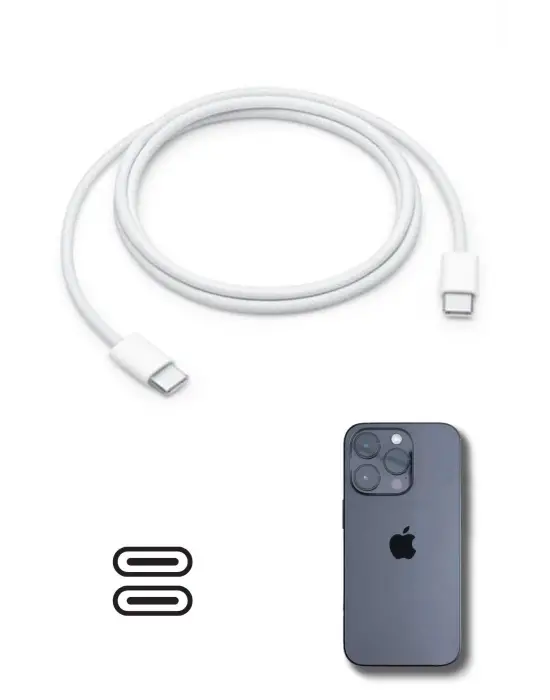 Apple 15/15 Pro Type-C to Type-C Hasır Örgü Hızlı Şarj Kablosu (1m)