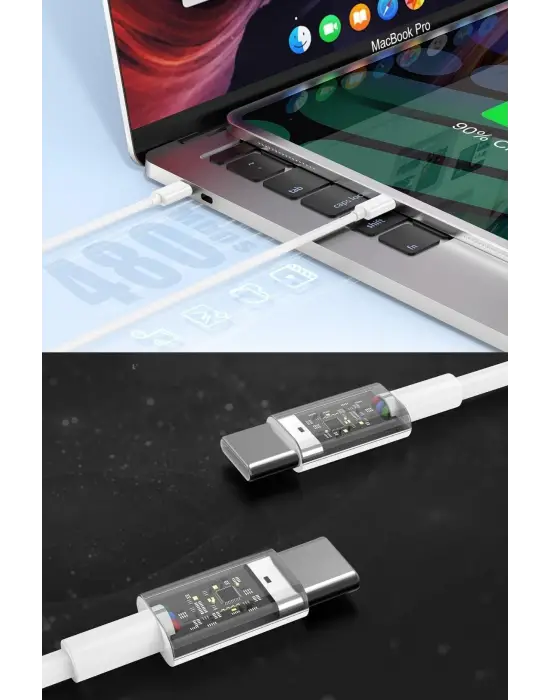 Apple 15/15 Pro Type-C to Type-C Hasır Örgü Hızlı Şarj Kablosu (1m)