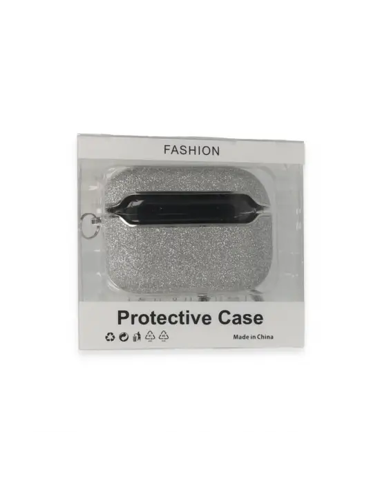 Apple Airpods Pro (1.nesil) Spell Simli Kılıf - Gümüş