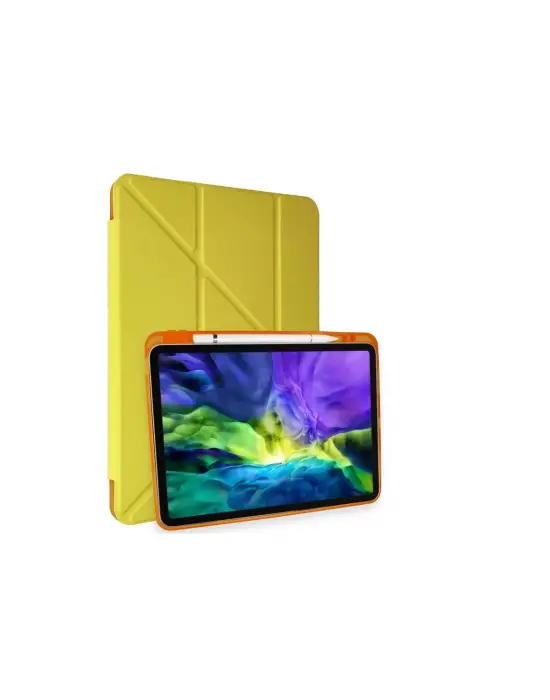 Apple İpad Pro 11 (2018) Kılıf Kalemlikli Mars Tablet Kılıfı - Açık Sarı