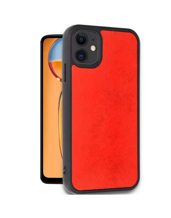 Apple İphone 11 Kılıf Aras Deri Kapak - Kırmızı