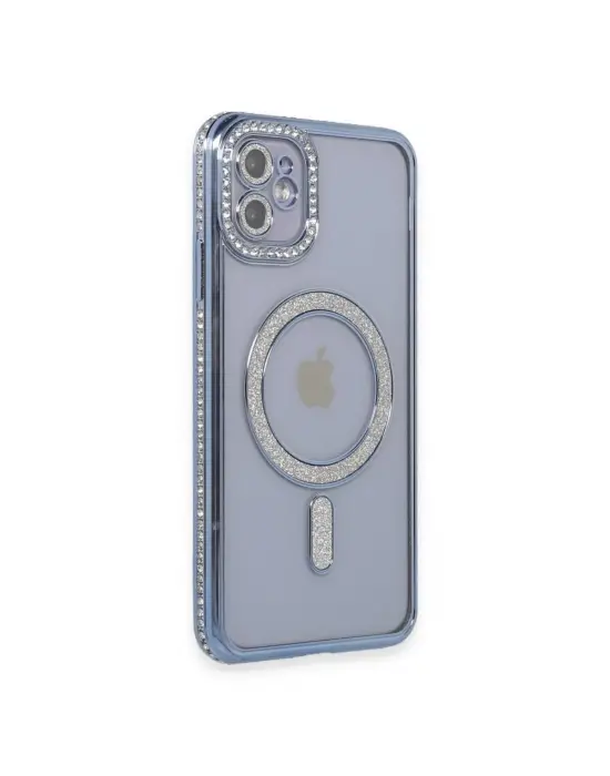Apple İphone 11 Kılıf Joke Simli Magneticsafe Kılıf - Mavi