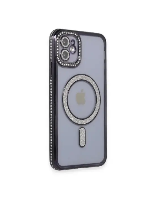 Apple İphone 11 Kılıf Joke Simli Magneticsafe Kılıf - Siyah