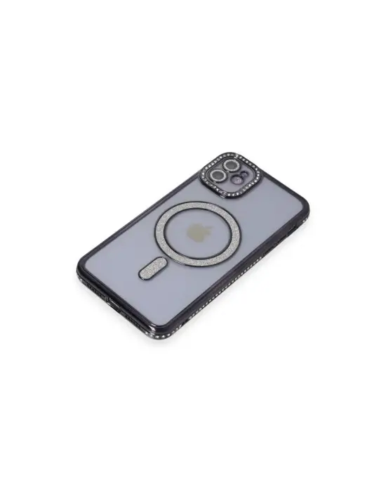 Apple İphone 11 Kılıf Joke Simli Magneticsafe Kılıf - Siyah
