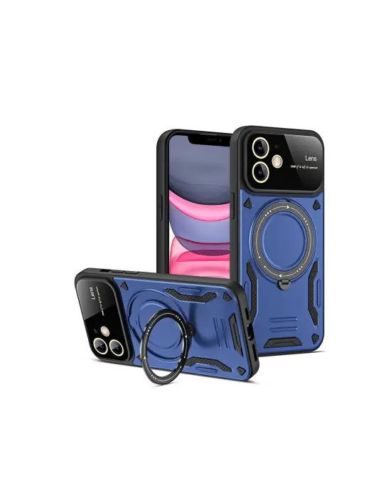 Apple İphone 11 Kılıf Joy Lens Standlı Kapak - Lacivert