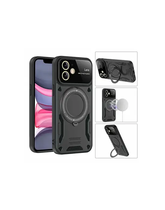 Apple İphone 11 Kılıf Joy Lens Standlı Kapak - Mor
