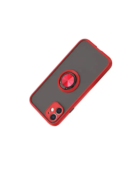Apple İphone 11 Kılıf Montreal Yüzüklü Silikon Kapak - Kırmızı