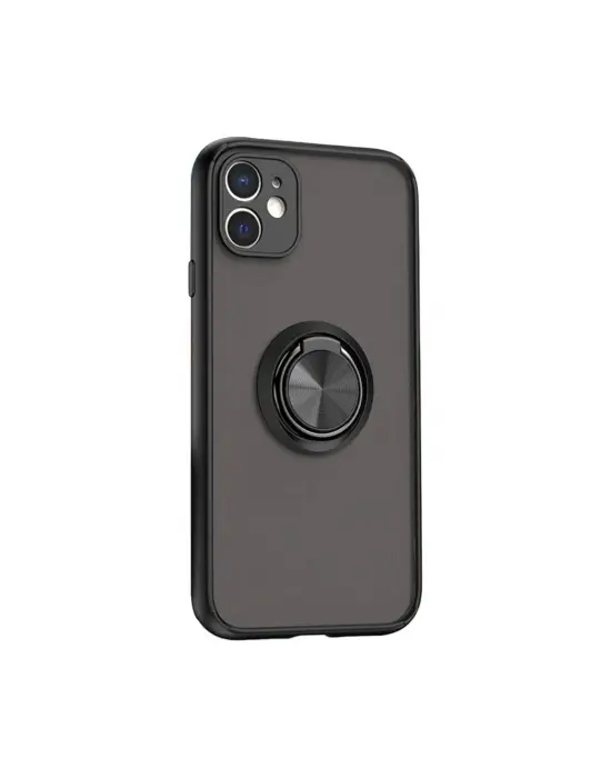 Apple İphone 11 Kılıf Montreal Yüzüklü Silikon Kapak - Siyah