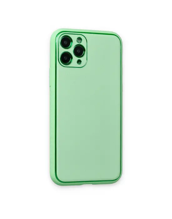 Apple İphone 11 Pro Kılıf Coco Deri Silikon Kapak - Açık Yeşil