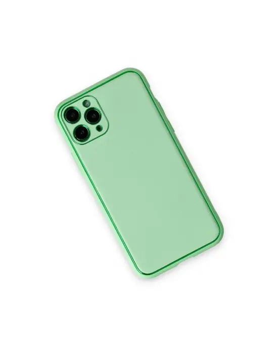 Apple İphone 11 Pro Kılıf Coco Deri Silikon Kapak - Açık Yeşil