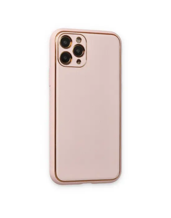 Apple İphone 11 Pro Kılıf Coco Deri Silikon Kapak - Pudra