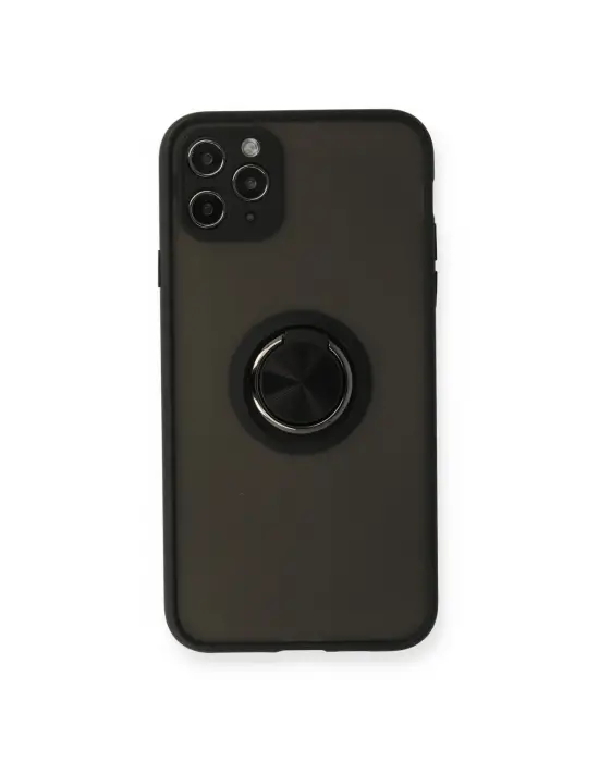 Apple İphone 11 Pro Kılıf Montreal Yüzüklü Silikon Kapak - Siyah