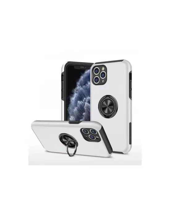 Apple İphone 11 Pro Max Kılıf Elit Yüzüklü Kapak - Gümüş