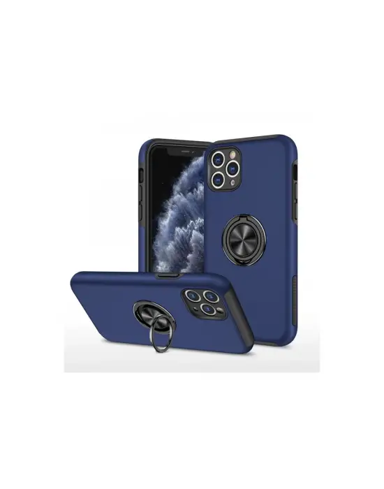 Apple İphone 11 Pro Max Kılıf Elit Yüzüklü Kapak - Lacivert