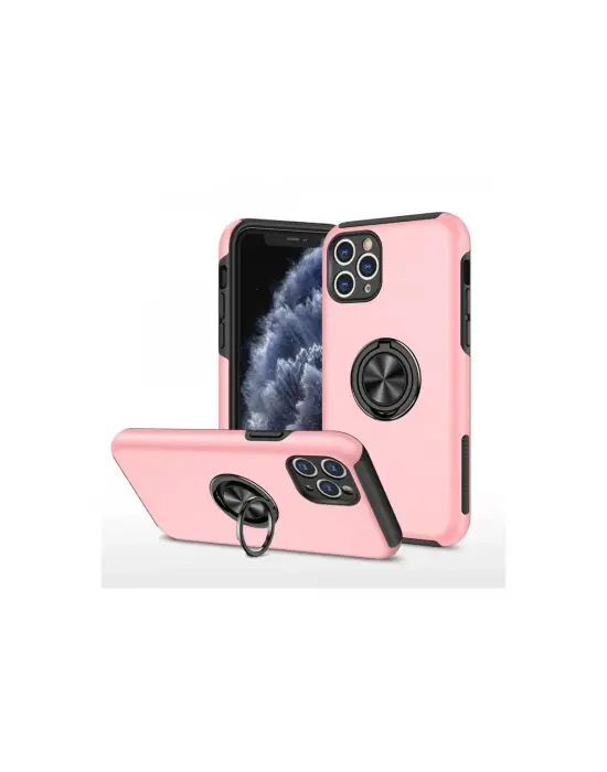 Apple İphone 11 Pro Max Kılıf Elit Yüzüklü Kapak - Pembe