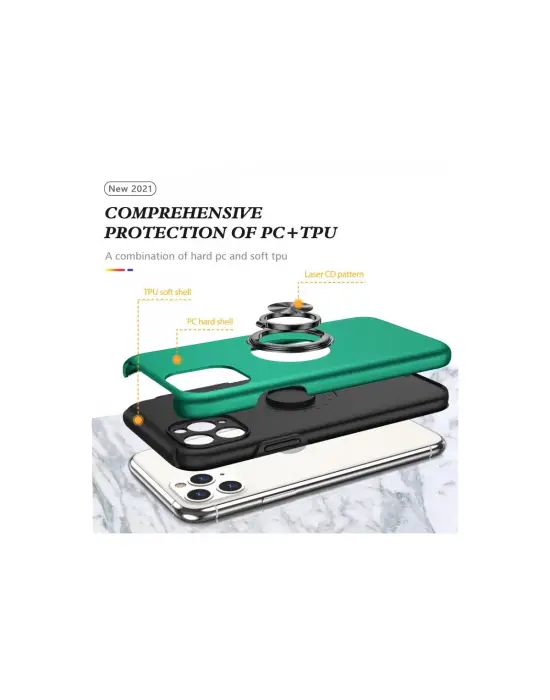 Apple İphone 11 Pro Max Kılıf Elit Yüzüklü Kapak - Yeşil