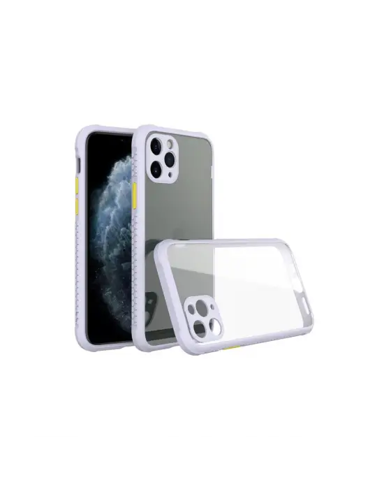 Apple İphone 11 Pro Max Kılıf Miami Şeffaf Silikon - Lila