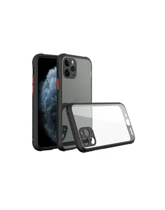 Apple İphone 11 Pro Max Kılıf Miami Şeffaf Silikon - Siyah