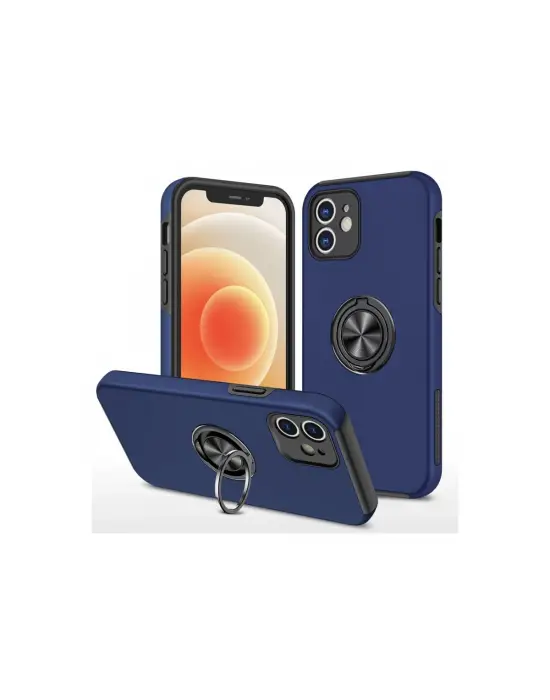 Apple İphone 12 Kılıf Elit Yüzüklü Kapak - Lacivert