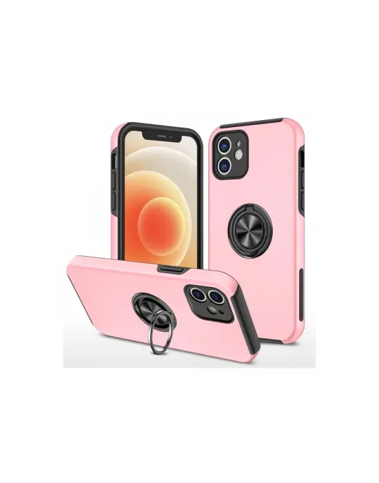 Apple İphone 12 Kılıf Elit Yüzüklü Kapak - Pembe