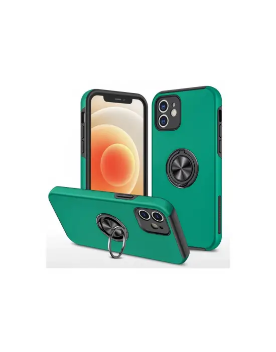 Apple İphone 12 Kılıf Elit Yüzüklü Kapak - Yeşil