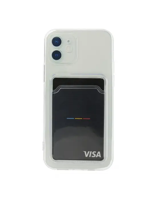 Apple İphone 12 Kılıf Kart Şeffaf Silikon - Şeffaf