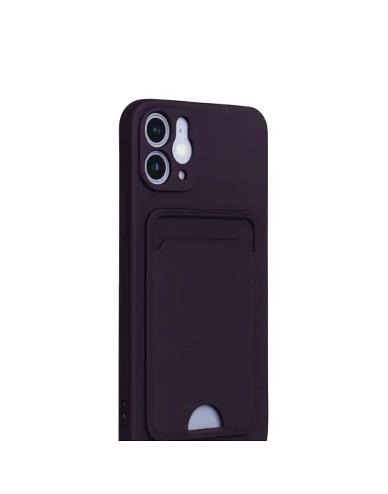 Apple İphone 12 Kılıf Kelvin Kartvizitli Silikon - Derin Mor