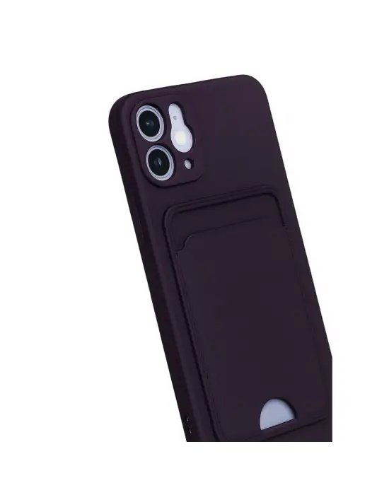 Apple İphone 12 Kılıf Kelvin Kartvizitli Silikon - Derin Mor